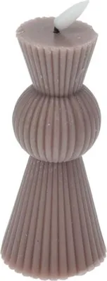 Image de Bougie LED striée 6,5x14,5 cm - Flamme vacillante, Lampe décorative en cire véritable, Sans danger & adaptée aux enfants