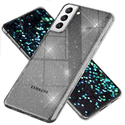 Produktbild von NALIA Klare Glitzerhülle für Samsung Galaxy S22 Plus, Durchsichtig Schwarz