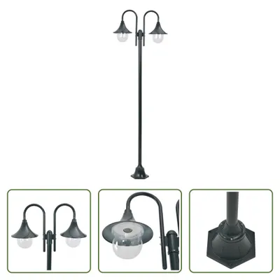 Obrázek produktu pro The Living Store Zahradní sloupkové světlo E27 220 cm hliníková 2-svítilna tmavě zelená