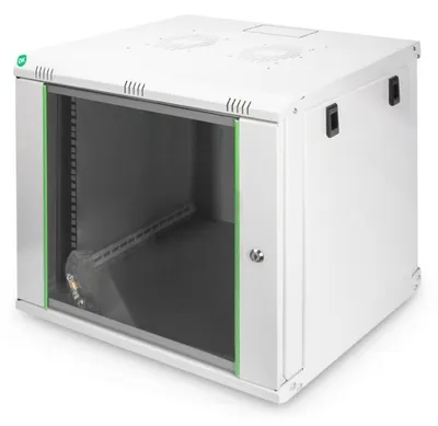 Zdjęcie produktu dla Digitus Obudowa naścienna z serii Dynamic-N - 600x600 mm (WxD), niezamontowana, Szafa wisząca, 9U, 60 kg, Zamek, Relingi, Zarządzanie okablowaniem