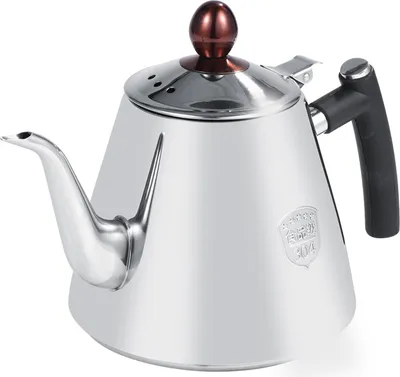 Produktbild von 1.2L Edelstahl Herdplatte Teekanne Tee Kaffeekanne Wasserkocher Hitzebeständig Griff Poliert