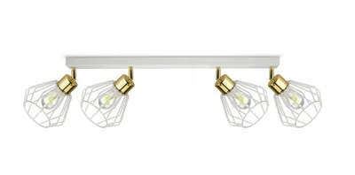 Produktbild von Luxolar Led Deckenleuchte 4 flammig aus Metal Draht Weiß-Gold im Edison-Stil E27 60W - Schwenkbar deckenlampe wohnzimmer