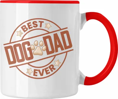 Produktbild von Trendation - Bester Hundepapa Ever Tasse Hunde Papa Dog Dad Geschenk Geschenkidee (Rot)