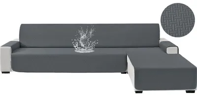 Productafbeelding van Bankhoes, L-vormig, voor 2 personen, donkergrijs, waterdicht, antislip, omkeerbaar
