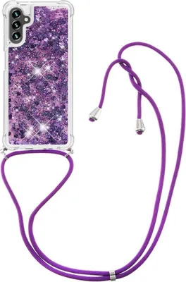 Produktbild von Samsung Galaxy A54 Hülle - Coverup Liquid Glitzer Back Cover mit Handykette - Violett