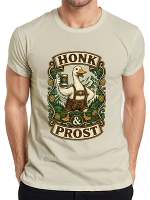 Productafbeelding van Honk & Prost: Lederhosen, , bier, Beieren, Dirndl, Wiesn, heren T-shirt, naturel, 3XL