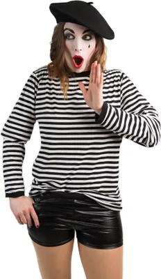 Produktbild von Langarm-Ringelshirt schwarz-weiß, Größe:L/XL