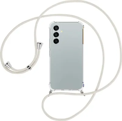 Produktbild von Handykette Backcover-Schutzhülle mit Band (Metall silberfarben) für Samsung Galaxy A54 5G (6.4'') - broken white