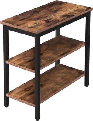 Produktbild von HOOBRO Beistelltisch Nachttisch 3 Ablage Industriestil Vintage Dunkelbraun