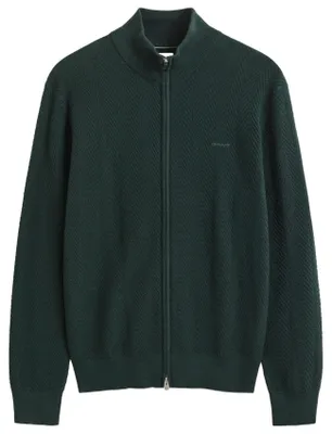Produktbild von Strickjacke Gant Regular Fit dunkelgrün visgraatpatroon