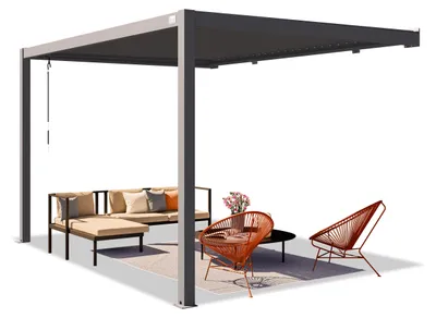 Image de PRIMEYARD Pergola adossée 3x4 m poteaux en aluminium avec lames orientables en acier pergola murale anthracite