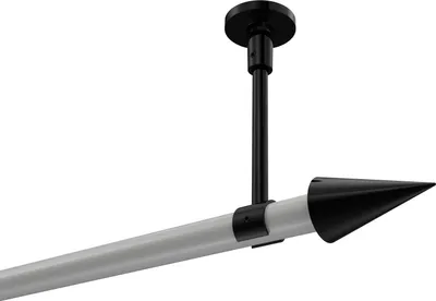Produktbild von Interdeco Gardinenstange / Vorhangstange Weiß / Schwarz, Typ Sonette Savio (Kegel) ohne Ringe, Deckenmontage, 20 mm Ø 1-läufig, 200 cm