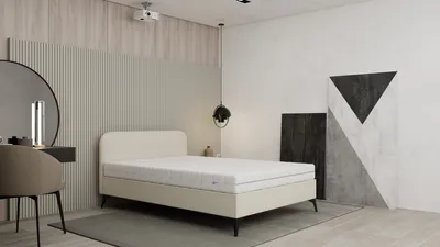 Produktbild von Polsterbett MAVILO - Komfortbett mit Stauraum, Doppelbett, 140x200cm, Beige, Taschenfederkernmatratze, H2/H3