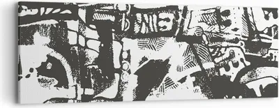 Produktbild von Bild auf Leinwand - Leinwandbild - Einteilig - Schwarzweiß Figuren Abstraktion - 90x30cm - Wand Bild - Wanddeko - Wandbilder - Leinwanddruck - Bilder - Wanddekoration - Leinwand bilder - AB90x30-5125