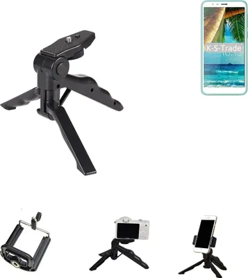 Produktbild von K-S-Trade Stativ Tisch-Ständer Dreibein Handy-Stativ Ständer kompatibel mit BQ Mobile BQ-5302G Velvet 2 Mini-Stativ Smartphone Tripod Handy-Stativ