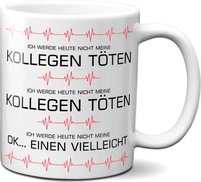 Produktbild von TassenKing Tasse fürs Büro Ich werde nicht meine Kollegen töten… Ok vlt einen, Kaffeetasse Kollegin Kollege Humor Geschenk Geschenkidee Schreibtisch Arbeit Kaffee-Becher (Weiß)