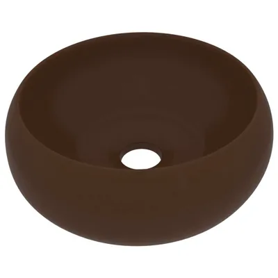 Immagine prodotto di vidaXL Lussuoso lavabo rotondo opaco marrone scuro 40x15 cm in Vetroceramica