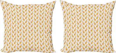 Immagine prodotto di ABAKUHAUS Set copricuscino leopardo (2 pezzi), ghepardo della famiglia dei gatti Savannah, 50 x 50 cm, bianco arancio chiaro