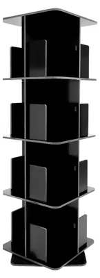 Produktbild von Drehbares Bücherregal, 4-stufiges Standregal, 360 Grad drehbares Lagerregal, platzsparendes schwarzes Bücherregal für Wohnzimmer und Büro, 40 x 40 x 128 cm