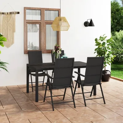 Image de Maison Exclusive - Ensemble de salle à manger de jardin 5 pièces noir