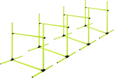 Zdjęcie produktu dla Zestaw przeszkód dla psów - Sprzęt do psich zawodów - Stymulacja treningu psów - Regulowana wysokość - 4 sztuki - Zielony, niebieski, biały