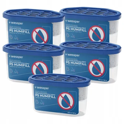 Immagine prodotto di Wessper 5x Deumidificatore 400 ml Neutro Inodore – Assorbitore di umidità per bagno, cantina, auto