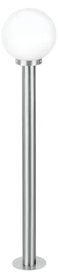 Produktbild von EGLO Außen-Stehlampe Nisia, 1 flammige Außenleuchte, Stehleuchte aus Edelstahl in Silber und Glas Kugel in Weiß, E27 Fassung, IP44
