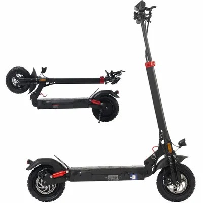 Produktbild von Draixcor T4 E-Scooter mit Straßenzulassung ABE, 10 Zoll All-Terrain, 500W, 48V12,5Ah, 40–70 km, 20km/h, faltbar, Federung, Scheibenbremsen, LED, 120kg