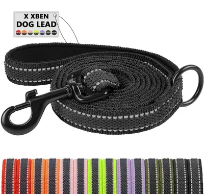 Immagine prodotto di Guinzaglio per cani, gommato e riflettente, lunghezza 1,2 metri, colore nero, larghezza 20 mm