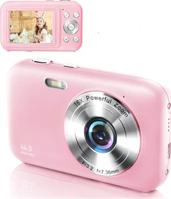 Image de INF Appareil photo numérique 1080P 44MP avec zoom 16x et écran 2,4" Rose