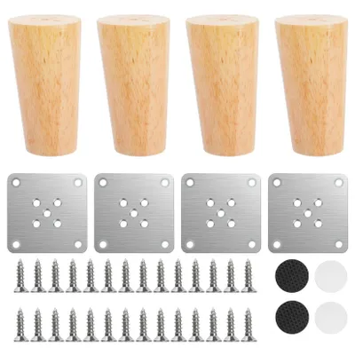 Image de Lot de 4 pieds de table en bois pour meubles
