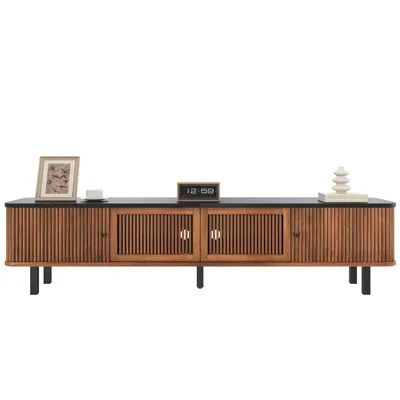 Obrázok produktu pre Moderná TV skrinka, TV stojan, TV panel, nízka TV skrinka. Dvoje posuvné dvere, dvoje mriežkové dvere, jedinečný dizajn. 190 x 35 x 45 cm (D x Š x V)