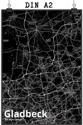 Produktbild von Mr. & Mrs. Panda Bild Gladbeck DIN A2 - Geschenk, Wandbild, drucke, Plakat, Posterdruck, Stadt Dorf Karte Landkarte Map Stadtplan, wanddeko
