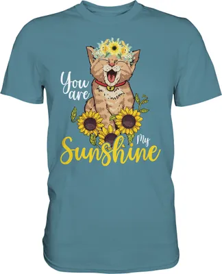 Produktbild von Katzenliebhaber Sonnenblumen Shirt Gärtner Katzen Geschenk Garten – Stone Blue / S