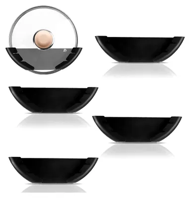 Produktbild von Wandhalterung für Topfdeckel Set, 4 Stück, Selbstklebende Halterung für Topfdeckel von 15-34 cm, Organizer für Küchenschranktüren (Schwarz)