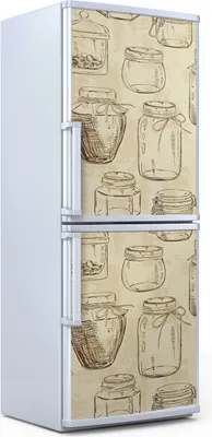 Produktbild von Kühlschrankdekoration  60x180 cm  Aufkleber auf dem Kühlschrank - Skizze Einmachgläser