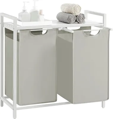 Immagine prodotto di Cesto per biancheria bianco-grigio 2 scomparti x46L