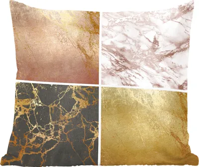 Produktbild von MuchoWow® Zierkissen Sofakissen Wohnzimmer Dekokissen 40x40 cm Marmor - Rose - Gold - Foto Kissen - Schlafzimmer Dekoration