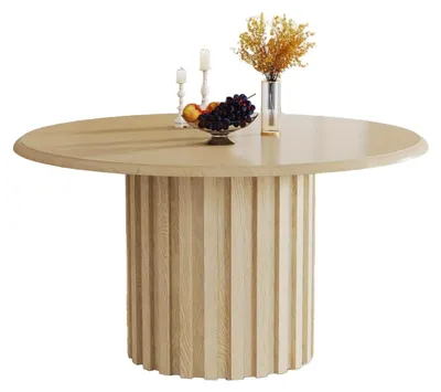 Productafbeelding van Ronde Eettafel - Eettafel Klein - Keukentafel - Tafel Rond - Eettafel 4 Personen - Natuurlijke Houtnerf