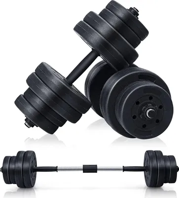 Produktbild von KOMFOTTEU Hanteln Set 30kg, 2 in1 Gewichtsset 30 kg, Kurzhanteln Langhantel verstellbar, Gymnastikhanteln profi für Zuhause Fitnessstudio