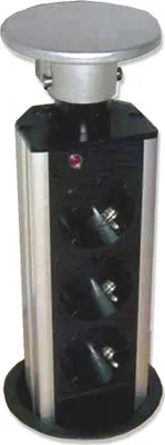 Produktbild von Miniport Energiebox versenkbar mit 3 Steckdosen - Steckdosenleiste für Arbeitsplatte versenkbar kompakt Platinium/Alu, Schwarz für Küchenarbeitsplatte Schreibtisch-Platte Ecke