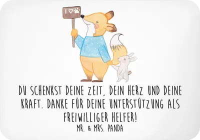 Produktbild von Mr. & Mrs. Panda Kühlschrankmagnet Freiwilliger Dank - Weiß - Geschenk, Bedanken, whiteboardmagnet, Aufmerksamkeit, Geschenke, haftmagnet, Liebe, zettelhalter, magnet