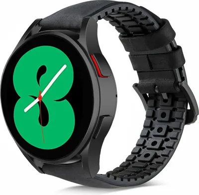 Produktbild von Strap-it Samsung Galaxy Watch 4 44mm Silikon-Lederarmband (Schwarz)
