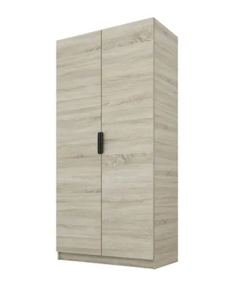 Immagine prodotto di PAWS MOBEL Armadio inclinabile in rovere Sonoma 100x52x200 cm, armadio a giorno a due ante senza specchio, con ripiani e appendiabiti