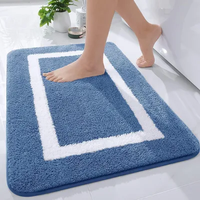 Zdjęcie produktu dla Omgoods - Mata antypoślizgowa do łazienki - Miękka mikrofibra - 40 x 60 cm - Niebieska