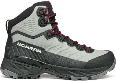 Multifunktionsschuh für Damen "Rush TRK LT GTX Wmn" von Scarpa in Grau mit schwarzen und roten Akzenten.