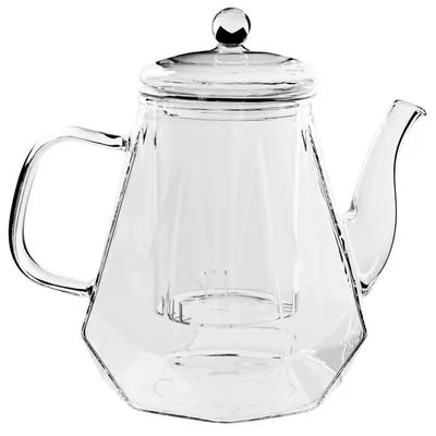 Produktbild von Glaskanne - Teekanne mit Siebeinsatz - 1,1 l - Für Tee und Kräuter - Hitzebeständiges Glas