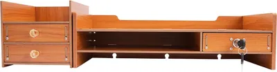 Image de Support d'écran - Organiseur de bureau - Avec tiroirs - Support pour téléphone portable - MDF - 48 x 20 x 13,5 cm