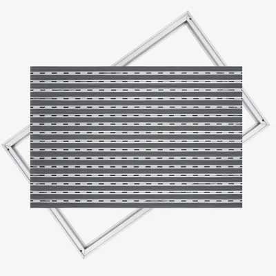 Obrázek produktu pro Podlahová rohož POLENTEX z hliníku pro dveře, rozměry 80x60 cm, výška profilu 17 mm, materiál: guma, barva: šedá, vhodná pro použití v interiéru i exteriéru