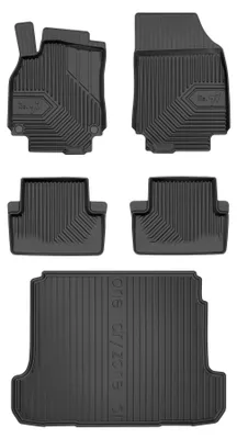 Imagen del producto de Alfombrillas de goma + bandeja de maletero para Renault Fluence 2009-2012 (sedán) – juego de 5 piezas, negras, a medida – Wielganizator